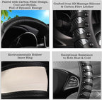 Car Leather Steering Wheel Cover - Carbon Fibre Material, Universal 14.5-15 Inch Leather Anti-Slip Breathable Auto Steering Wheel Covers for Men Women (3D Massage - Sports Black)