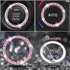 12 Pcs Bling Car Accessories Set for Women Car Floor Mats Full Set Steering Wheel Cover Seat Belt Covers Coasters Universal Fit Car SUV Truck Van Pink