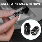 Tire Valve Stem Caps for Honda Metal Car Wheel Air caps Auto Valve Stem Caps Accessories 4 Pcs Black