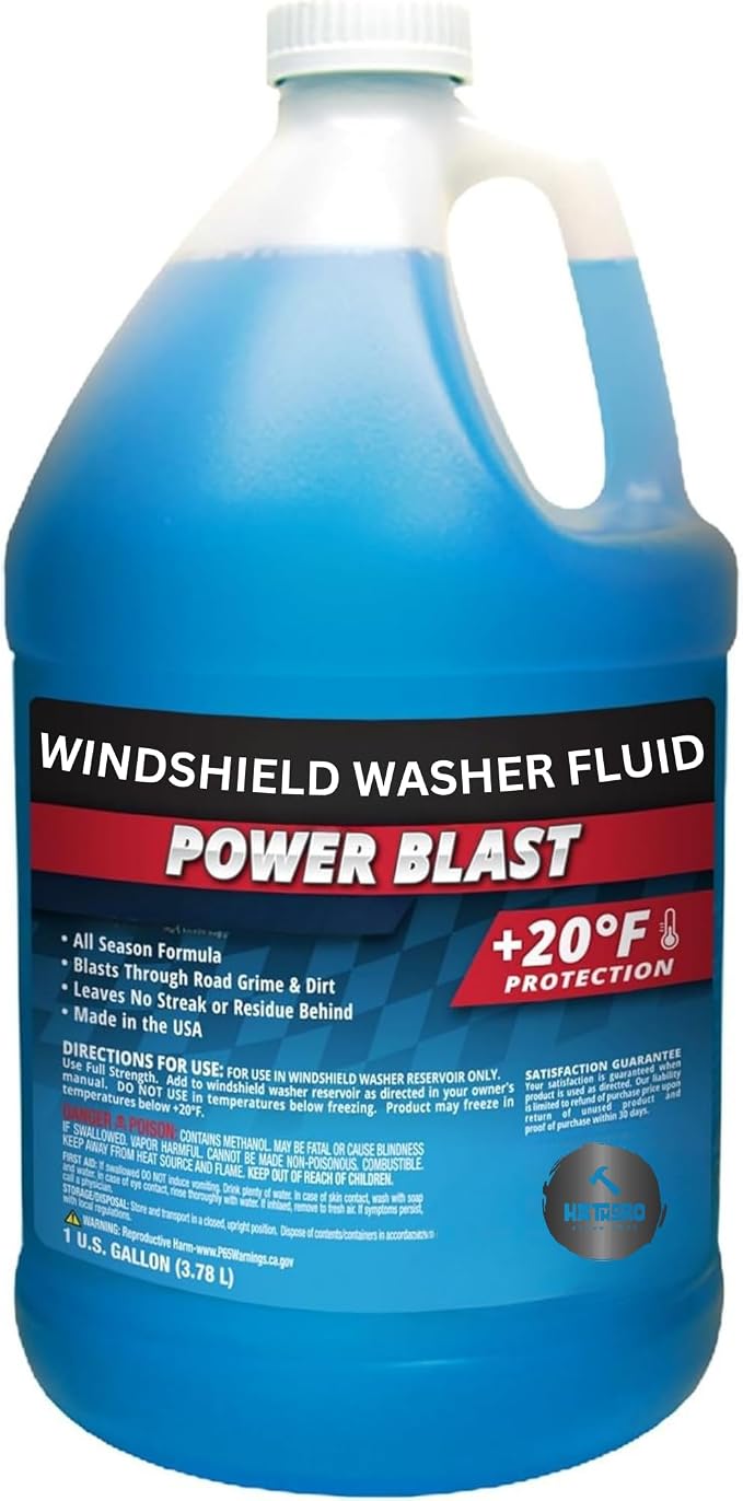 6-Gallons Power Blast +20°F Protection Windshield Washer Fluid | All Season Formula Removes Road Grime & Dirt, Ready to Use - Made in USA (6 Jugs of 1 Gallon)