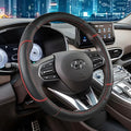 Auto Car Steering Wheel Cover for Hyundai,Tucson,Sonata,Elantra,Santa Fe,Genesis,Sonata Hybrid,Azera,Venue,Kona, 14.5-15 inches(Red-Standard Size)