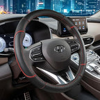 Auto Car Steering Wheel Cover for Hyundai,Tucson,Sonata,Elantra,Santa Fe,Genesis,Sonata Hybrid,Azera,Venue,Kona, 14.5-15 inches(Red-Standard Size)