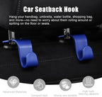 Purse Hook for Car, 4 PCS Car Purse Hook Headrest Hooks, 360° Rotatable Back Seat Storage Organizer, Universal Vehicle Seat Hanger for Purses, Handbags, Grocery Bags, Water Bottles, Blue