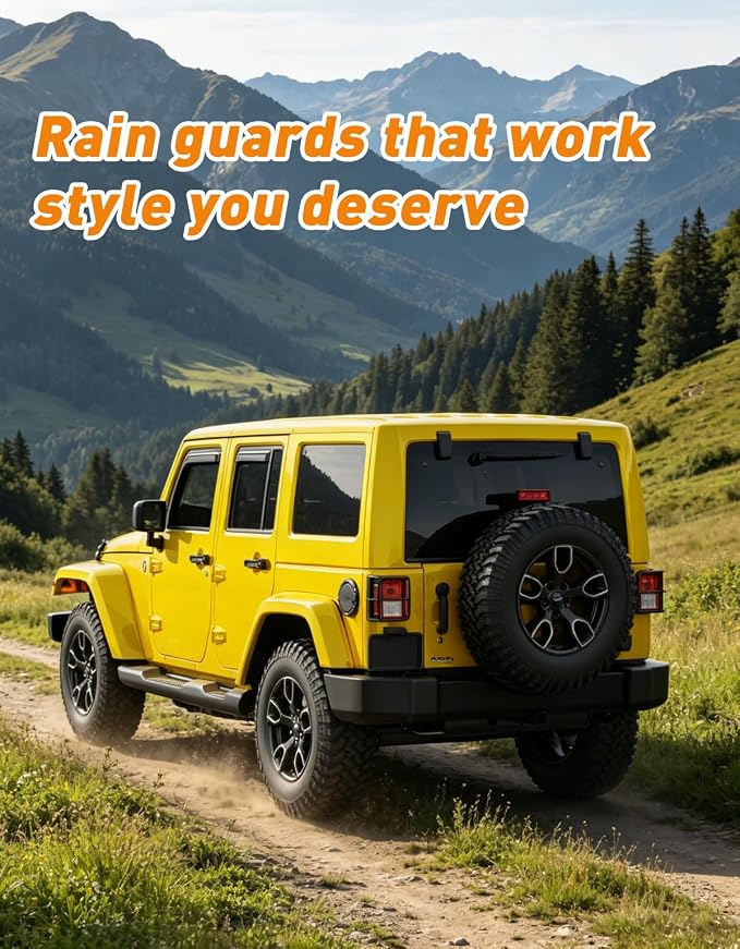 in-Channel Window Rain Guards Fit for Jeep Wrangler JK 2007-2018 Rain Guards Extra Durable Window Deflectors Visors Vent Visors Shades Car Accessories -4 pcs
