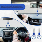 2PCS Heart Shaped Car Handle Straps, Rear Bumper Warning Keychain Ring for Car Exterior Accessories (Blue-Silver)