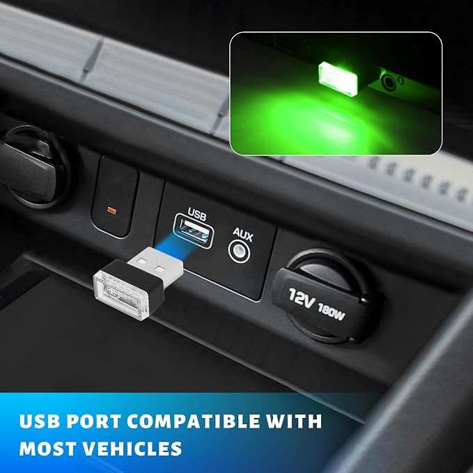 7 PCS USB LED Car Atmosphere Lamp, Mini Night LED Vehicle Trunk Ambient Lighting Kit, Portable Plug-in USB Interface Vehicle Decor Atmosphere Lamp, Interior Car Accessories