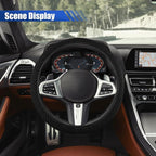 Elastic Stretch Steering Wheel Cover, 15" Breathable Microfiber Ice Silk Steering Wheel Protector, Universal Anti-Slip Car Warm in Winter&Cool in Summer Accessories for Men Women (Black)