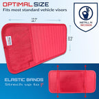 CD Case Holder for Car - Sun Visor Organizer for 12 CD’s/Dvd’s, 1 Mesh Pocket & 1 Horizontal Pen Holder - Safe, Ergonomic Design (Red)