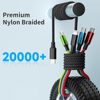 USB C Multi Charging Cable [1Pack 5FT], Dual Type-C Nylon 4 in 1 Charging Cable, Multi Chargers for All Devices with IP/Type C/Micro Port, Compatible with Most Cell Phones/Tablets and More