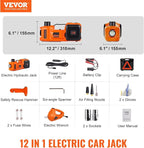 Electric Car Jack 5 Ton with Electric Impact Wrench & Inflator Pump | 12V 11023 lbs Hydraulic Floor Jack, Portable Tire Changing Kit, with LED Light, for SUV Sedan Truck, Garage Repair Tool