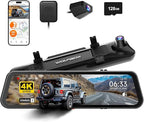 G900 PRO Mirror Dash Cam with 8MP STARVIS IMX678, 12 inches Rear View Mirror Camera with Front 4K and Rear 2.5K, Included 128GB Card, Voice Control, 5.8GHz WiFi, Loop Recording, G-Sensor & GPS