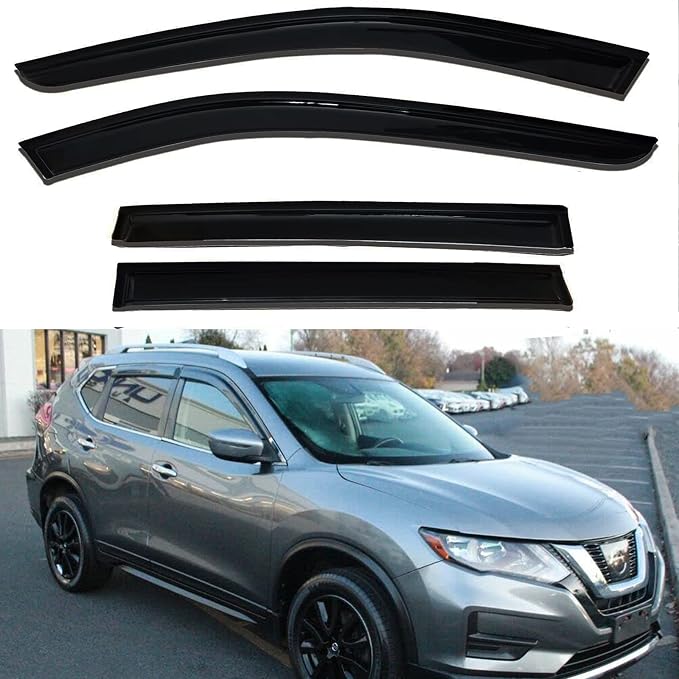 Window Visors Rain Guards Side Wind Deflectors for Nissan Rogue 2014-2020, Vent Guard Shade Sun 94827 Black 4-Pieces Set