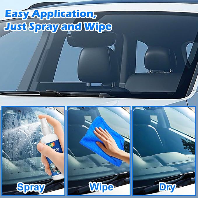 Anti Fog Spray for Car Windshield, 50ml | Prevents Fog on Interior Glass, Works for Side & Rear Windows, Mirror, Eyeglasses, No Streaks, Easy to Apply