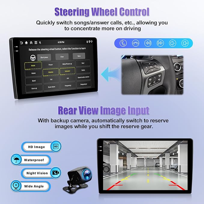 4G 64G for Hyundai Santa Fe 2006-2012 Android 15 Car Radio Wireless Carplay Android Auto 7 Inch Touch Screen Bluetooth5.0/FM/WiFi/GPS Navi/SWC
