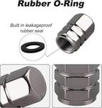 Aluminum Tire Stem Valve Caps Wheel Valve Covers Car Dustproof Tire Cap Cover Accessories, Universal for SUV, Car, Bike and Motorcycle, Hexagon Shape (4PCS Grey)