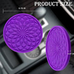 2 Pack Silicone Car Cup Holder Coaster – 2.75 Inch Non-Slip Drink Mat, Universal Fit for Most Vehicles – Cute & Functional Auto Accessories (Purple)