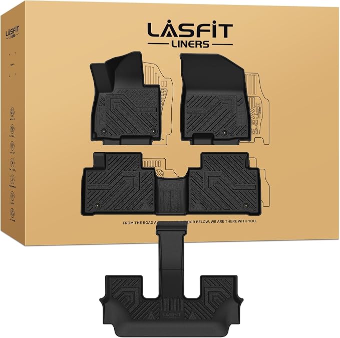 Floor Mats for Kia Telluride 2027 (Only Fit Hybrid, Not Fit Gas), All Weather TPE Custom Fit Floor Liners 1st & 2nd & 3rd Row Car Mats Accessories, Black