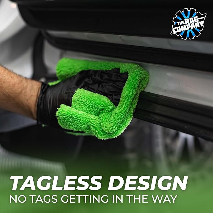 Creature Edgeless Auto Detailing Towels (10-Pack) Professional 70/30 Blend, Dual-Pile Plush Microfiber, Buffing & Polishing, 420gsm, 16in x 16in, Lime Green