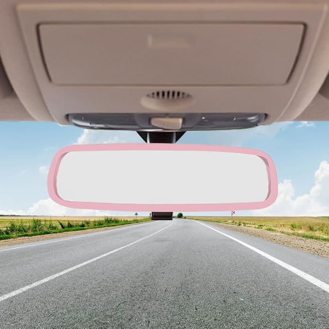 YoRise Car Rear View Mirror Protector Frame, Rearview Edge Cover (Pink) | Car Rearview Mirror Cover, Car Mirror Decoration Protector Accessories for Most Cars