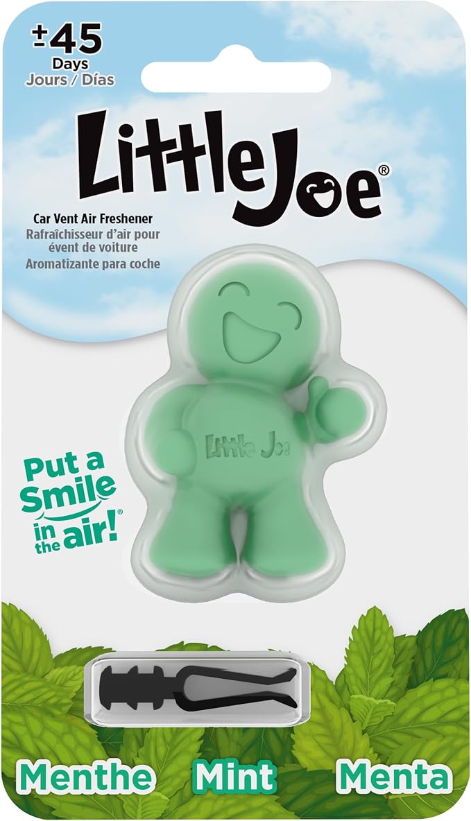 Little Joe 96406 Fresh Mint Scent Car Air Freshener Vent Clip, Fights Odors for up to 45 Days, Long-Lasting Freshness, Cute Car Odor Eliminator, Pack of 1