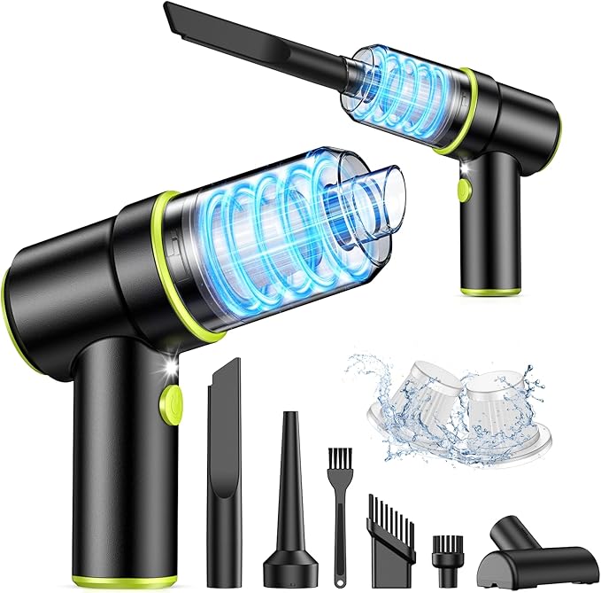 Handheld Car Vacuum Cleaner, 9000PA Vacuum Cleaner & Air Duster, 120W High Power Vacuum Portable Cordless, Hand Held Vacuum Rechargeable with Multi-Nozzles & LED Light for Home, Car, Office