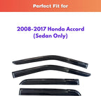 KPY Rain Guards Fit for 2008-2017 Honda Accord, Out-Channel Window Visors Vent Wind Deflectors 4PC, Car Accessories for 08-17 Accord (Sedan Only)