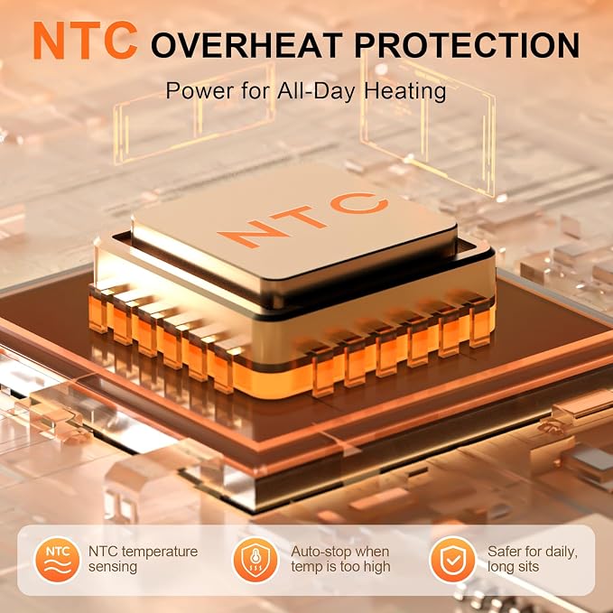 Heated Seat Pad & Cushion with Carbon Nanofiber Heating, NTC Temperature Sensing, 3S Fast Heat, 10-Hour Battery Life, Soft & Anti-Slip, Ideal for Office, Home, Stadium & Outdoor Use