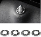 4 Pcs Bling Car Inner Door Lock Covers, Crystal Pull Rod Bolt Stickers, Sparkly Rhinestones Auto Door Bolt Decorations, Vehicle Lock Pin Cap Decors for C Class C200L GLC260 C260L (Black)