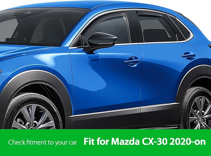 Goodyear Shatterproof in-Channel Window Deflectors for Mazda CX-30 2020-2026, Rain Guards, Window Visors for Cars, Vent Deflector, Car Accessories, 4 pcs - GY007842