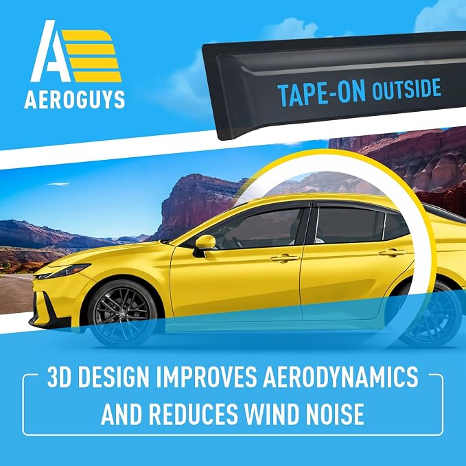 Extra Durable Window Deflectors Tape-On Window Visors Rain Guards Fit for Toyota Camry 2025-2026 Sedan, Sun Visors, Wind Vent for Shades, Exterior Car Accessories - 4 pcs. AG0852