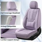 Coverado Seat Covers Front Seats, Purple Car Seat Cover with Lumbar Support, Waterproof Car Seat Cushion, Front Car Seat Covers Leatherette Car Seat Protector Universal Fit Most Cars