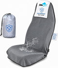 1PC Waterproof Towel Car Seat Cover - 525g Heavy Duty 3-Layer Microfiber Sweat Protector for Bucket Seats - Non-Slip Machine Washable Universal Fit for Gym, Yoga, Beach, Pets & Outdoors-Gray