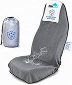 1PC Waterproof Towel Car Seat Cover - 525g Heavy Duty 3-Layer Microfiber Sweat Protector for Bucket Seats - Non-Slip Machine Washable Universal Fit for Gym, Yoga, Beach, Pets & Outdoors-Gray