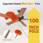 5-in-1 Duster with Extension Pole 100” Extendable Dusters for Cleaning Reusable Anti-Spin Dusting Kits for High Ceiling Fans, Cobwebs & Vents, Reinforced Stainless Steel Telescopic Handle