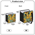 Car Trash Can Organizer Bin with Adjustable Strap for Back Front Seat Console Waterproof Leakproof Collapsible Portable 11 Inch Green Striped Sunflowers and Honey Bees