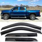 Window Visors Rain Guards Side Wind Deflectors Vent Guard Shade for Chevrolet Silverado & GMC Sierra 1500 2500HD 3500HD Crew Cab Sun 2014-2018 94536 4-Pieces Set