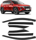 Rain Guards Compatible with Hyundai Tucson 2022 2023 2024 2025 2026, Tape-On Side Window Wind Deflectors & Visors Out-Channel 2022-2026 Tucson Rain Guard Black - 6 PCS