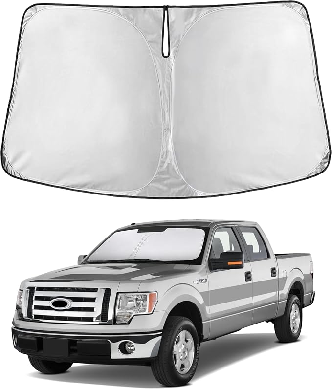 Windshield Sunshade Compatible for Ford F150 2009-2012 2013 2014, Sun Visor for Front Windshield & Window Sun Shade Cover, UV Heat Blocker & Protector, Car Accessories