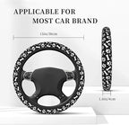 Paw Bones Steering Wheel Cover Car Elastic Steering Wheel Protector | Black White Dog Anti-Slip Breathable Car Accessories Interior for Women Men Universal 15 Inch Fit Auto SUVs Truck