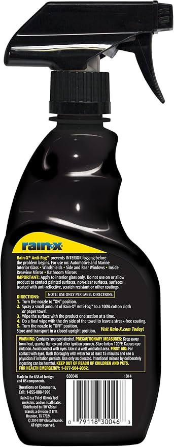 630543 Interior Glass Anti-Fog, 12 oz. - Prevents Fogging of Interior Glass and Mirrors, Usable on Both Automobiles and Marine Vehicles (Pack of 2)
