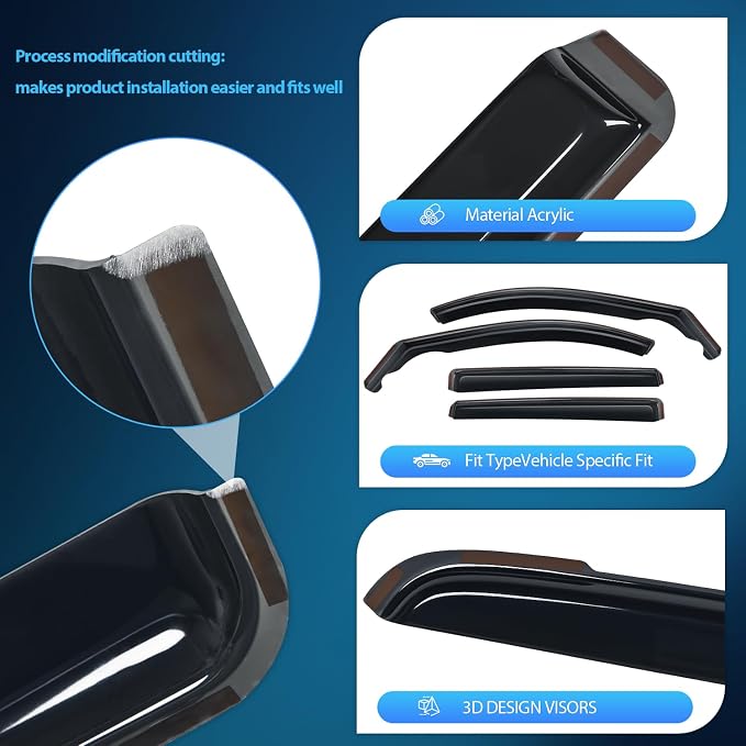 Durable in Channel Rain Guards for Honda CRV 2017 2018 2019 2020 2021 2022 Window Deflectors, Vent Window Visors-4pcs