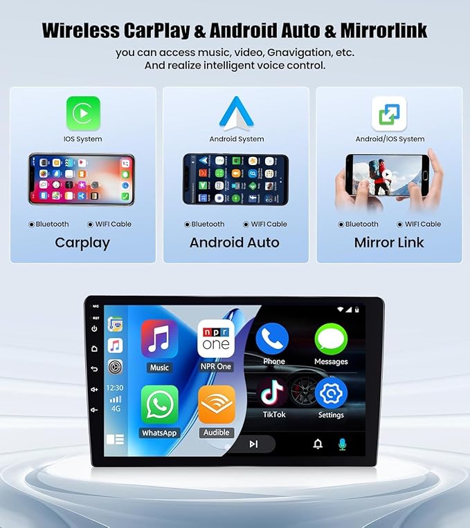 8 Core 6G+128G Android Car Stereo Radio for Hyundai Elantra 2011 2012 2013 with 360° Panoramic View 9 Inch Touch Screen Wireless CarPlay Android Auto Backup Camera GPS Navigation WiFi