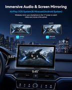 11'' Wireless CarPlay & Android Auto Screen for Car, Full Laminated HD Touchscreen, 4K Dash Cam, 1080P Rear Camera, 5GHz WiFi, Bluetooth 5.0, FM/AUX, Phone Mirroring, Voice Control, 64GB Card Included
