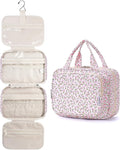 Hanging Toiletry Bag for Women Travel Makeup Bag Organizer Toiletries Bag for Travel Size Essentials Accessories Cosmetics (Pink Flower (Medium))