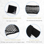 2PCS Universal Car Cargo Net with Adhesive Tape, 9.8×15.7in Trunk Storage Mesh Pocket Wall Mount Organizer Bag for Car RV SUV Boat Truck Camper Van Trailer (Black)