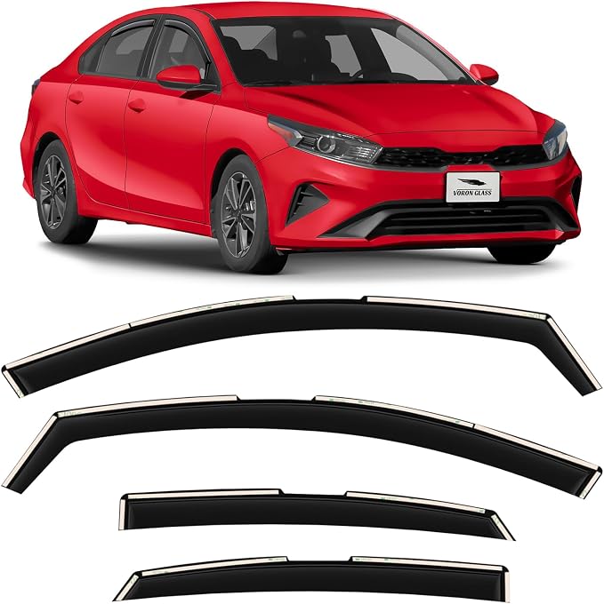 Voron Glass in-Channel Extra Durable Rain Guards for Kia Forte 2019-2024, Window Deflectors, Vent Window Visors, 4 Pieces - 201184