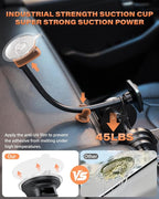 for Magsafe Car Phone Mount 14-Inch Gooseneck Long Arm Extension, Universal Windshield Dashboard Industrial-Strength Suction Cup Car Phone Holder with Strong Magnets (2026 Upgraded for Magsafe)