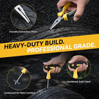 Flat Tire Repair Kit with Air Compressor, 150PSI Portable Air Pump with Auto-Stop & LED, Heavy Duty Tire Plug Kit for Car, SUV, Truck, Jeep, Motorcycle, Roadside Emergency Assistance (YELLOW)