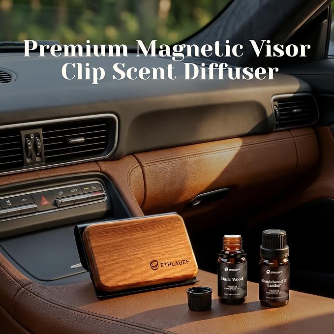 Car Air Freshener - Wood Air Freshener - Pack of 3 (Dark Wood,Sandalwood & Leather,Oud Royale)-CLIP INCLUDED