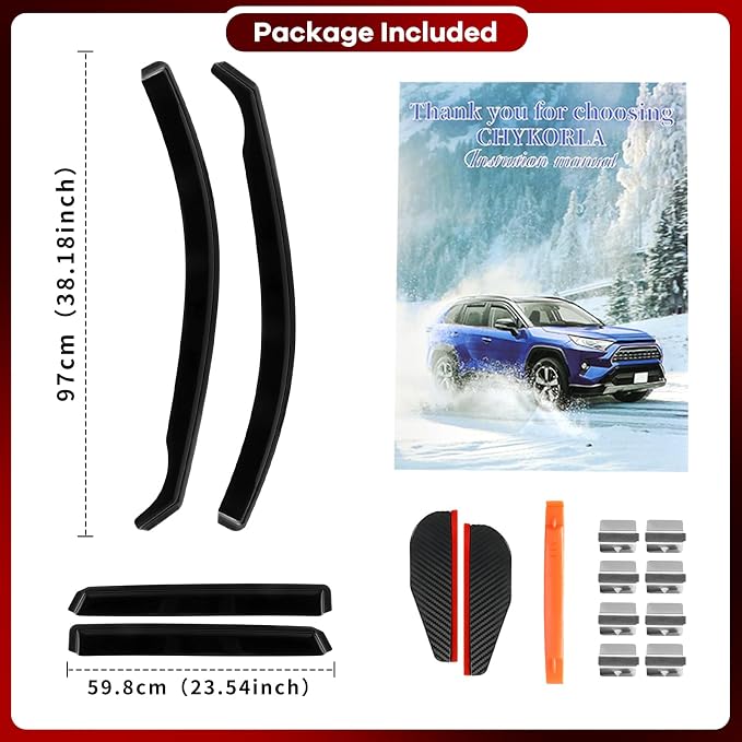 4pcs in Channel Window Rain Guards for Mazda CX-5 2017 2018 2019 2020 2021 2022 2023 2024 2025, Window Visors Wind Deflectors, Vent Shades Shield with 2pcs Side Mirror Rain Visors